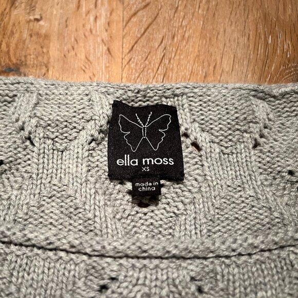 Ella Moss Boat Neck Cotton Blend Sweater Gray XS - Picture 3 of 5